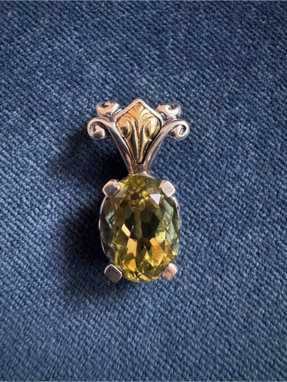 Ann King Jewelry 925 Sterling Silver & 18K Yellow
Gold Citrine Flower Pendant